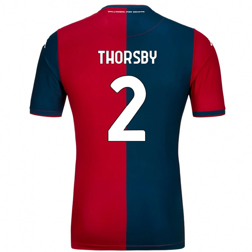 Danxen Niño Camiseta Morten Thorsby #2 Rojo Azul Oscuro 1ª Equipación 2024/25 La Camisa México