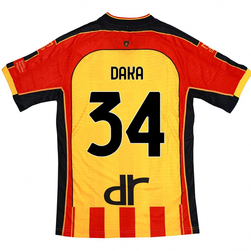 Danxen Niño Camiseta Dario Daka #34 Amarillo Rojo 1ª Equipación 2024/25 La Camisa México