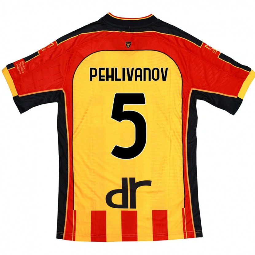 Danxen Niño Camiseta Cristian Pehlivanov #5 Amarillo Rojo 1ª Equipación 2024/25 La Camisa México