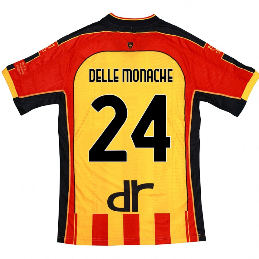 Danxen Niño Camiseta Marco Delle Monache #24 Amarillo Rojo 1ª Equipación 2024/25 La Camisa México
