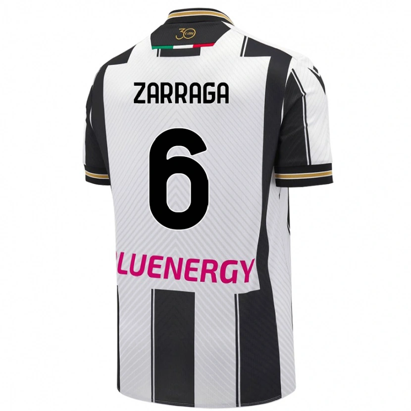 Danxen Niño Camiseta Oier Zarraga #6 Blanco Negro 1ª Equipación 2024/25 La Camisa México