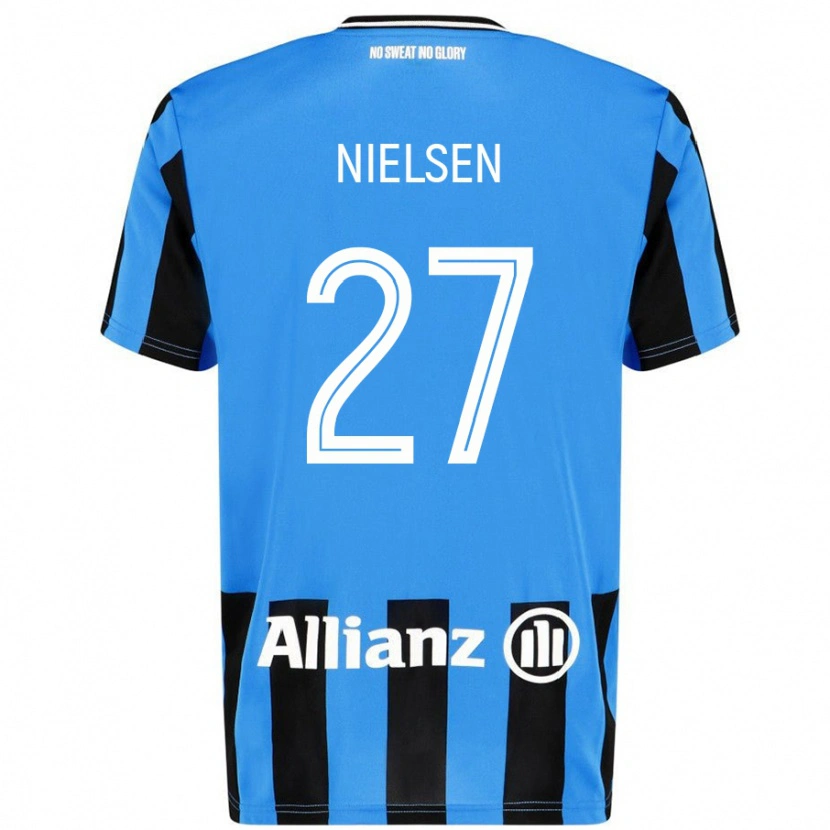 Danxen Niño Camiseta Casper Nielsen #27 Azul Cielo Negro 1ª Equipación 2024/25 La Camisa México
