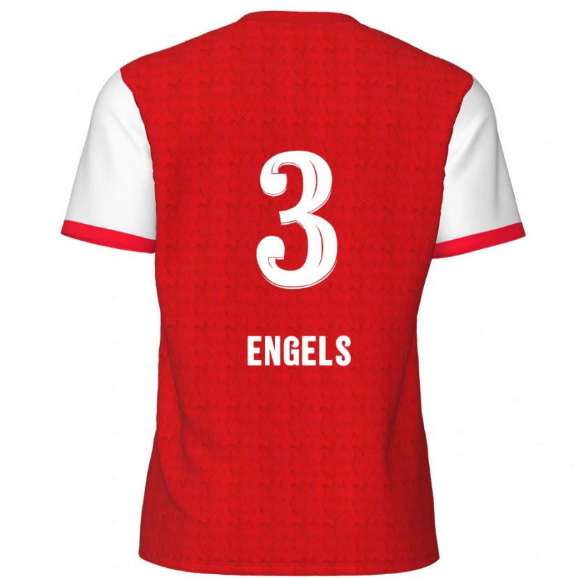 Danxen Niño Camiseta Björn Engels #3 Rojo Blanco 1ª Equipación 2024/25 La Camisa México