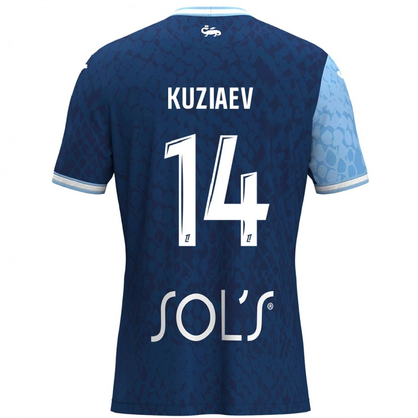 Danxen Niño Camiseta Daler Kuzyaev #14 Azul Cielo Azul Oscuro 1ª Equipación 2024/25 La Camisa México