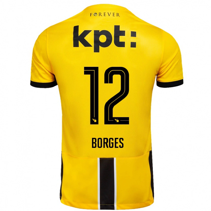 Danxen Niño Camiseta David Borges #12 Amarillo Negro 1ª Equipación 2024/25 La Camisa México