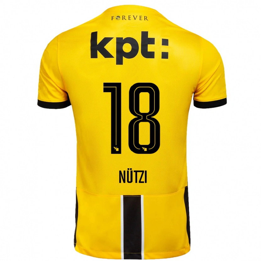 Danxen Niño Camiseta Timon Nützi #18 Amarillo Negro 1ª Equipación 2024/25 La Camisa México