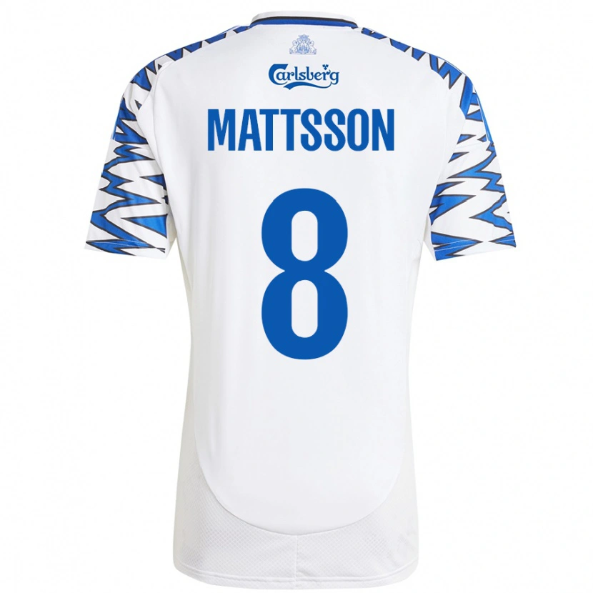 Danxen Niño Camiseta Magnus Mattsson #8 Blanco Azul Cielo 1ª Equipación 2024/25 La Camisa México