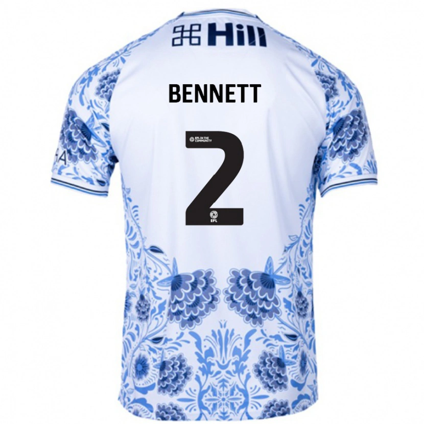 Danxen Niño Camiseta Liam Bennett #2 Blanco Azul 2ª Equipación 2024/25 La Camisa México