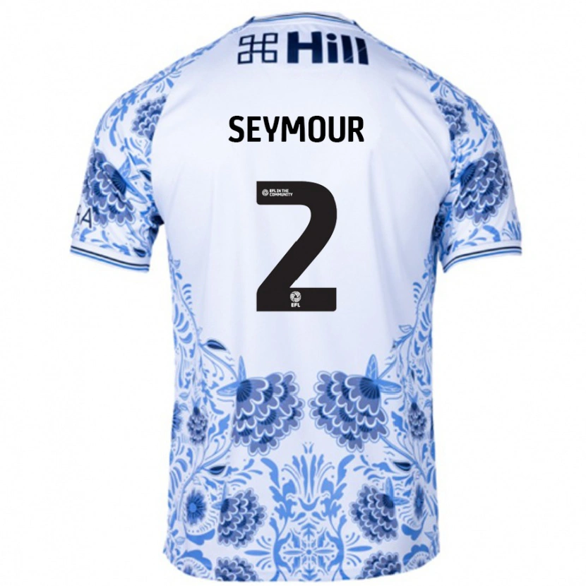 Danxen Niño Camiseta Mayzee Seymour #2 Blanco Azul 2ª Equipación 2024/25 La Camisa México