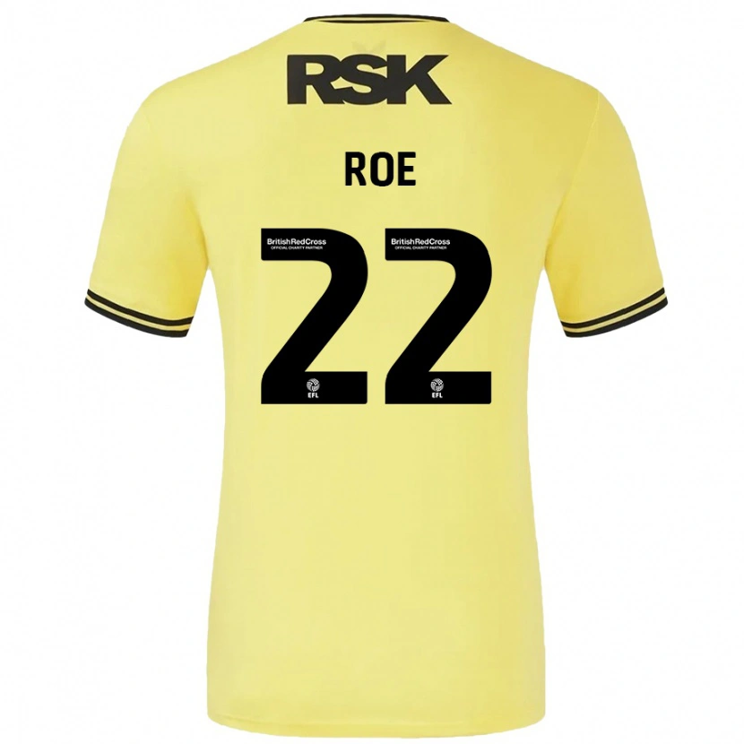 Danxen Niño Camiseta Bethan Roe #22 Amarillo Negro 2ª Equipación 2024/25 La Camisa México