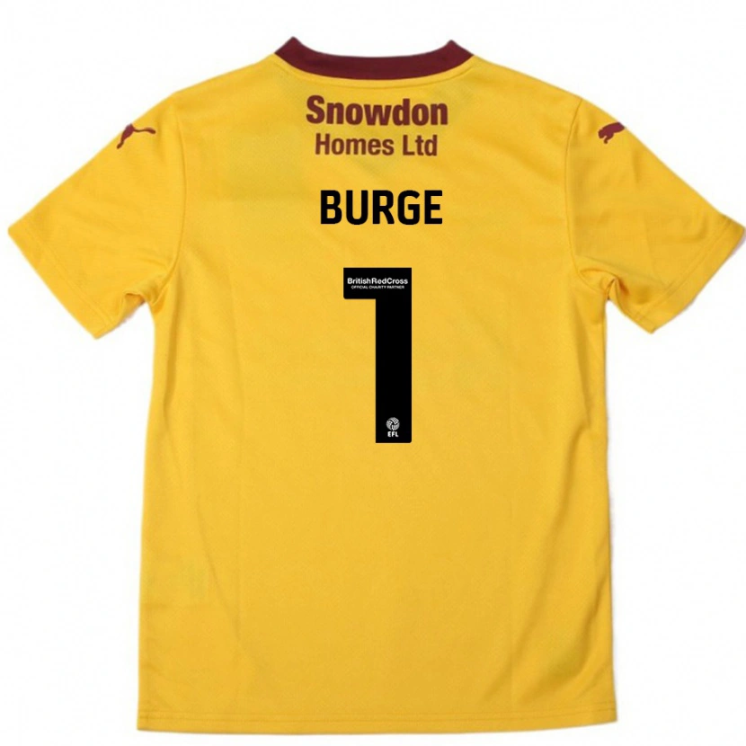 Danxen Niño Camiseta Lee Burge #1 Naranja Borgoña 2ª Equipación 2024/25 La Camisa México