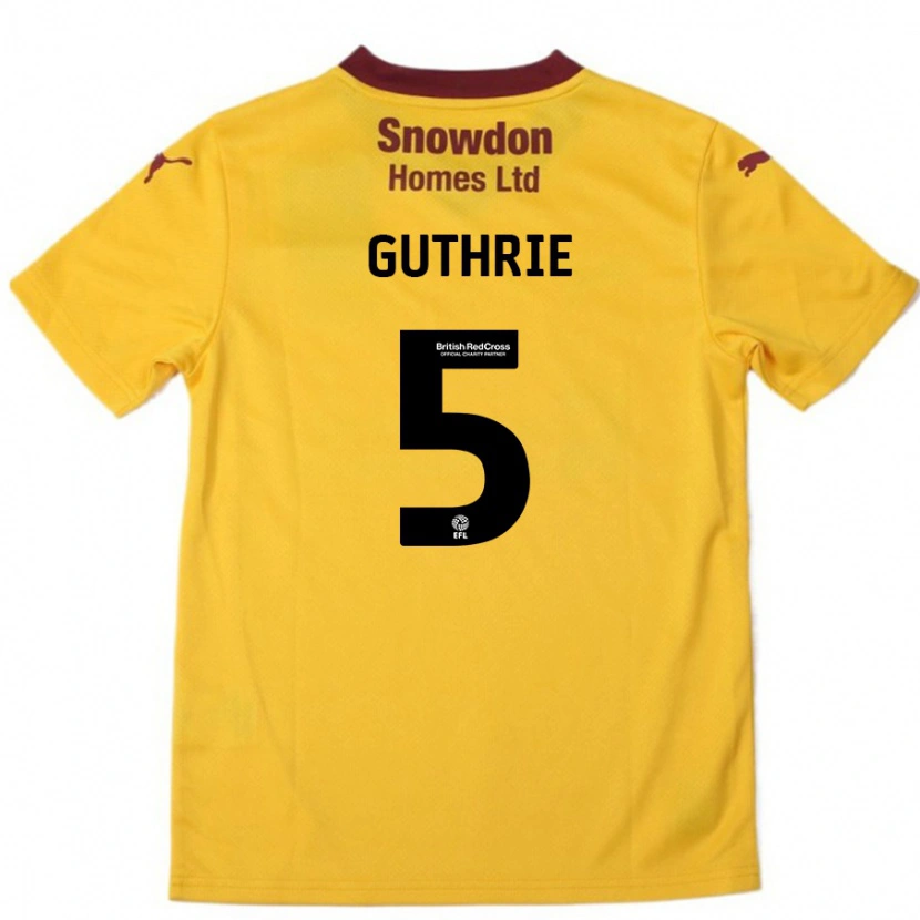 Danxen Niño Camiseta Jon Guthrie #5 Naranja Borgoña 2ª Equipación 2024/25 La Camisa México