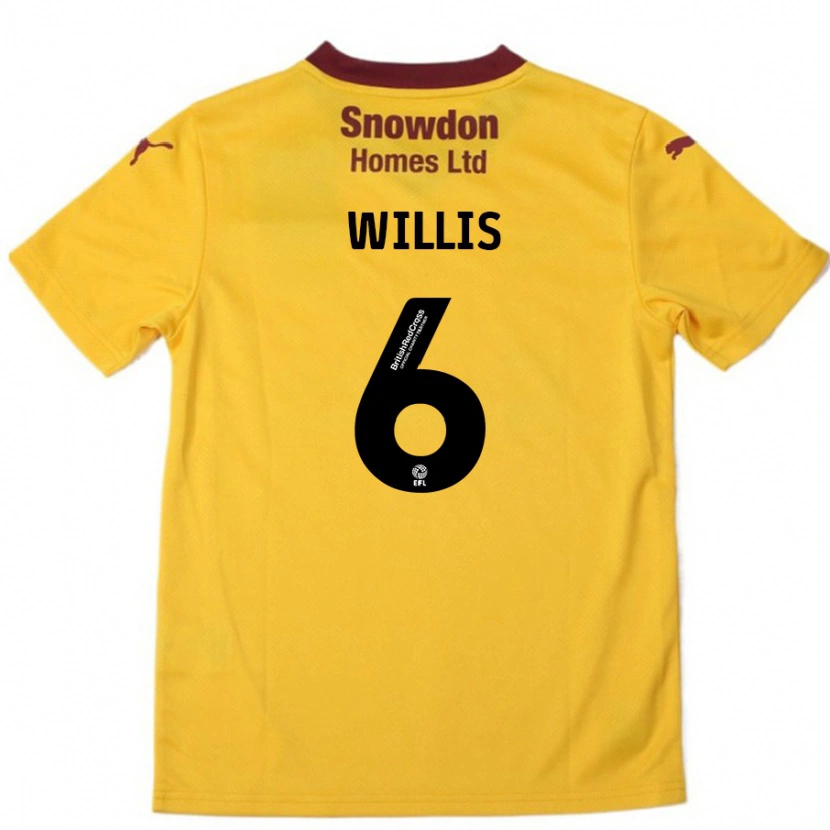 Danxen Niño Camiseta Jordan Willis #6 Naranja Borgoña 2ª Equipación 2024/25 La Camisa México