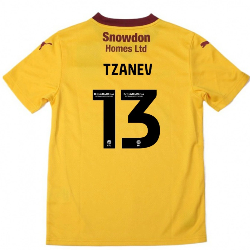 Danxen Niño Camiseta Nik Tzanev #13 Naranja Borgoña 2ª Equipación 2024/25 La Camisa México