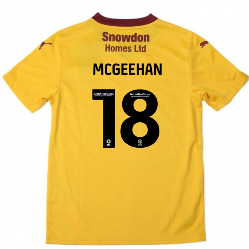 Danxen Niño Camiseta Cameron Mcgeehan #18 Naranja Borgoña 2ª Equipación 2024/25 La Camisa México