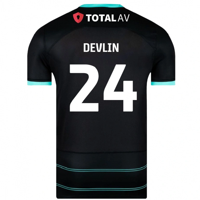 Danxen Niño Camiseta Terry Devlin #24 Negro 2ª Equipación 2024/25 La Camisa México