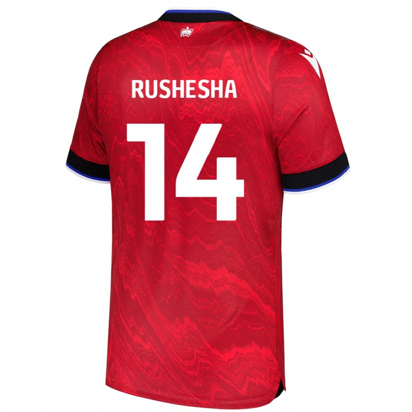 Danxen Niño Camiseta Tivonge Rushesha #14 Rojo Negro 2ª Equipación 2024/25 La Camisa México