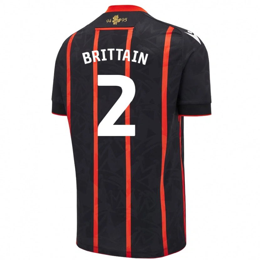 Danxen Niño Camiseta Callum Brittain #2 Negro Rojo 2ª Equipación 2024/25 La Camisa México