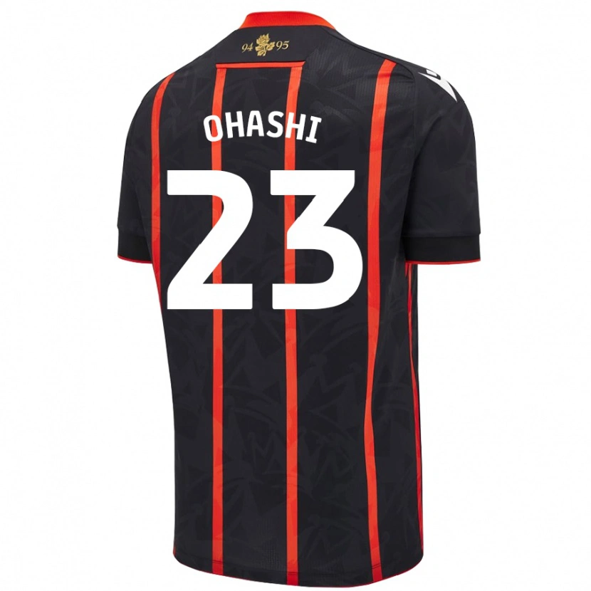 Danxen Niño Camiseta Yuki Ohashi #23 Negro Rojo 2ª Equipación 2024/25 La Camisa México