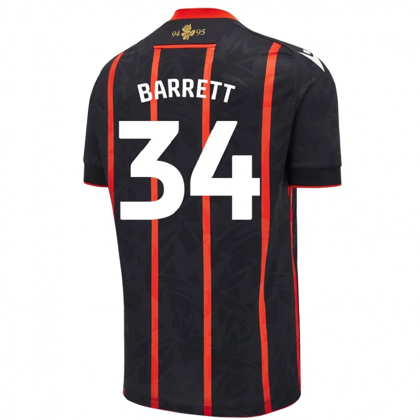 Danxen Niño Camiseta Jack Barrett #34 Negro Rojo 2ª Equipación 2024/25 La Camisa México