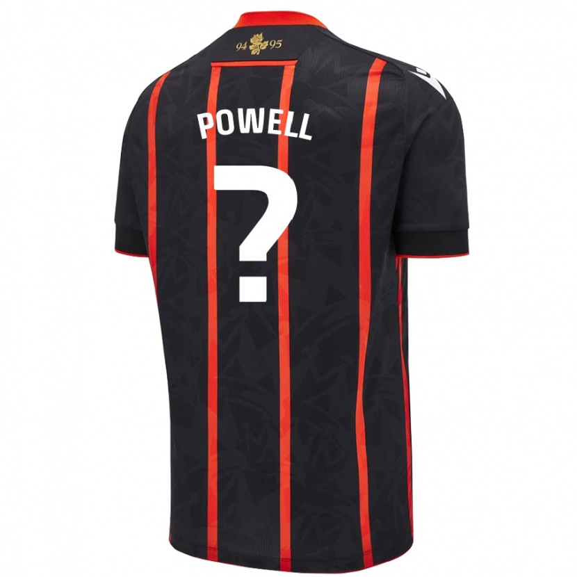 Danxen Niño Camiseta Brandon Powell #0 Negro Rojo 2ª Equipación 2024/25 La Camisa México