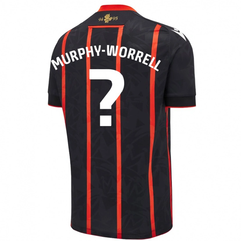 Danxen Niño Camiseta Paul Murphy-Worrell #0 Negro Rojo 2ª Equipación 2024/25 La Camisa México