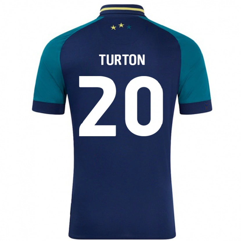 Danxen Niño Camiseta Ollie Turton #20 Azul Marino Verde Oscuro 2ª Equipación 2024/25 La Camisa México