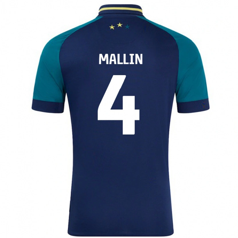 Danxen Niño Camiseta Kate Mallin #4 Azul Marino Verde Oscuro 2ª Equipación 2024/25 La Camisa México