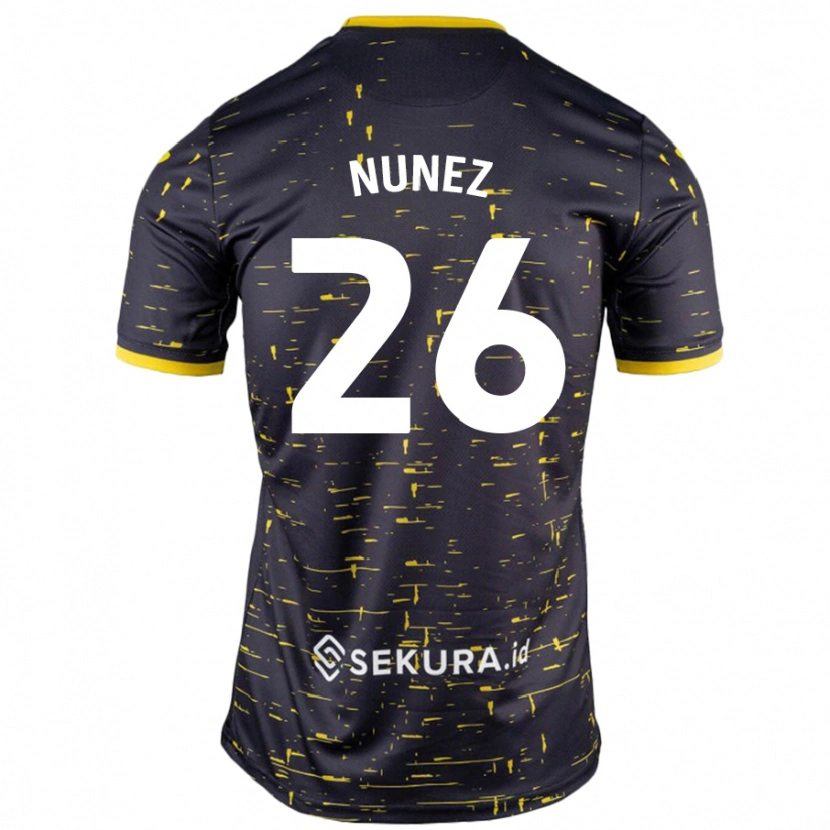 Danxen Niño Camiseta Marcelino Núñez #26 Negro Amarillo 2ª Equipación 2024/25 La Camisa México
