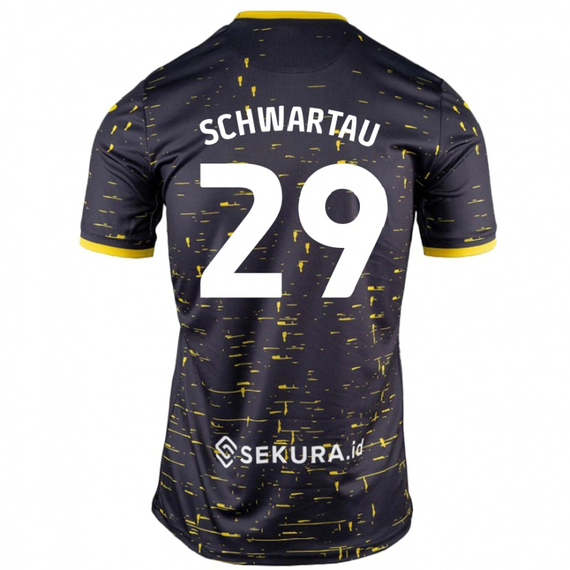 Danxen Niño Camiseta Oscar Schwartau #29 Negro Amarillo 2ª Equipación 2024/25 La Camisa México