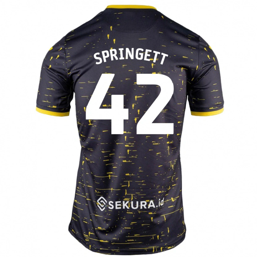 Danxen Niño Camiseta Tony Springett #42 Negro Amarillo 2ª Equipación 2024/25 La Camisa México