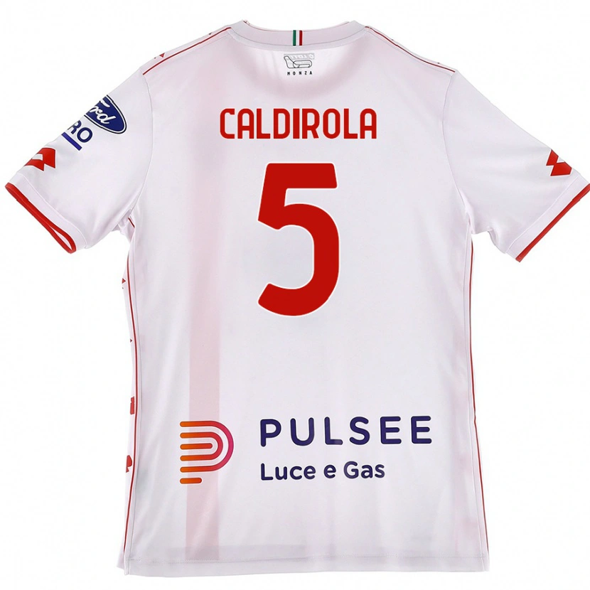 Danxen Niño Camiseta Luca Caldirola #5 Blanco Rojo 2ª Equipación 2024/25 La Camisa México
