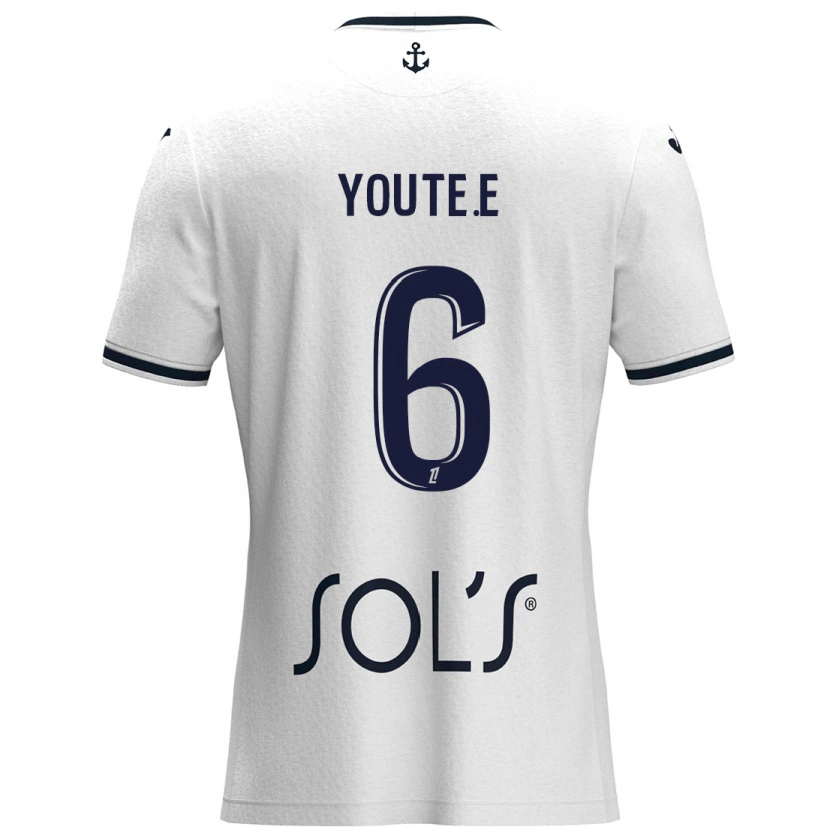 Danxen Niño Camiseta Étienne Youté Kinkoué #6 Blanco Azul Oscuro 2ª Equipación 2024/25 La Camisa México