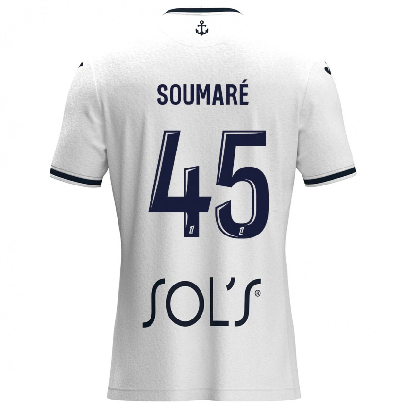 Danxen Niño Camiseta Issa Soumaré #45 Blanco Azul Oscuro 2ª Equipación 2024/25 La Camisa México