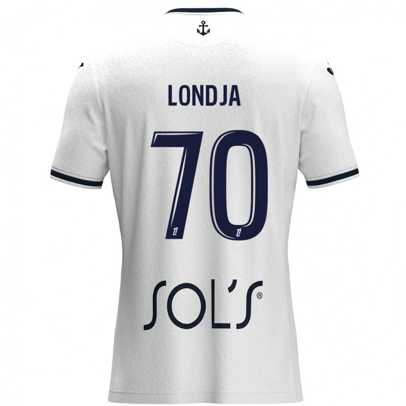 Danxen Niño Camiseta Ruben Londja #70 Blanco Azul Oscuro 2ª Equipación 2024/25 La Camisa México