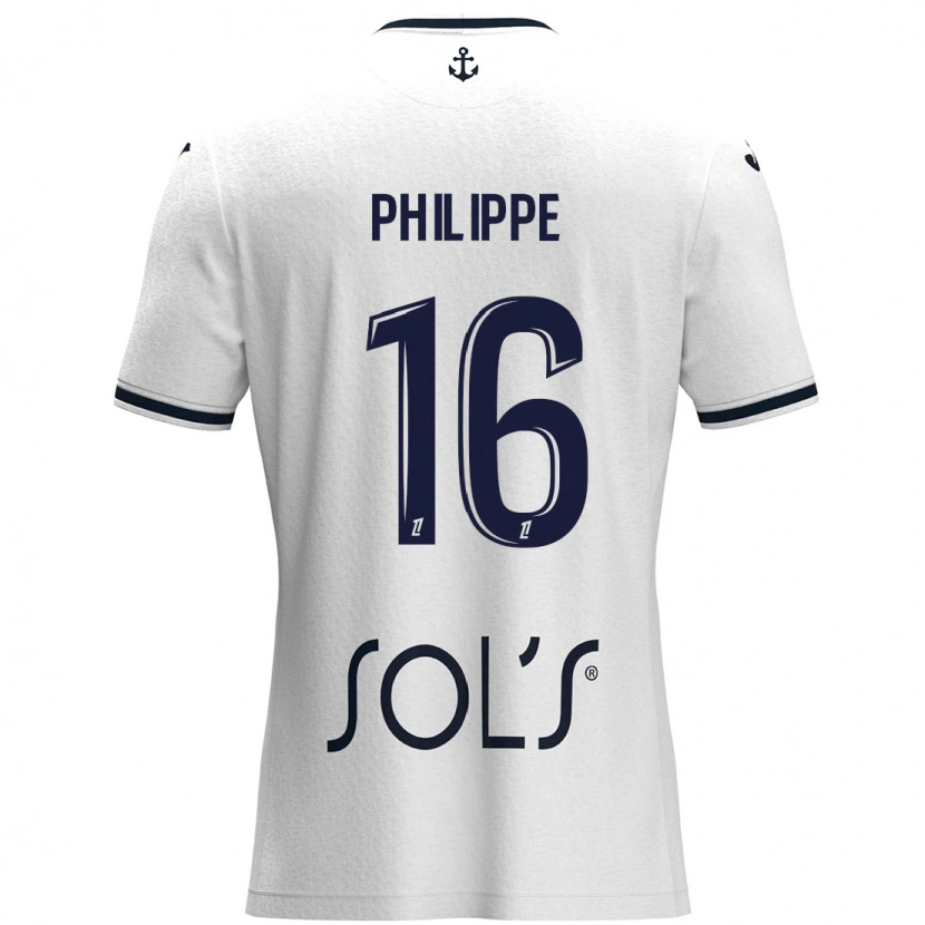 Danxen Niño Camiseta Laëtitia Philippe #16 Blanco Azul Oscuro 2ª Equipación 2024/25 La Camisa México