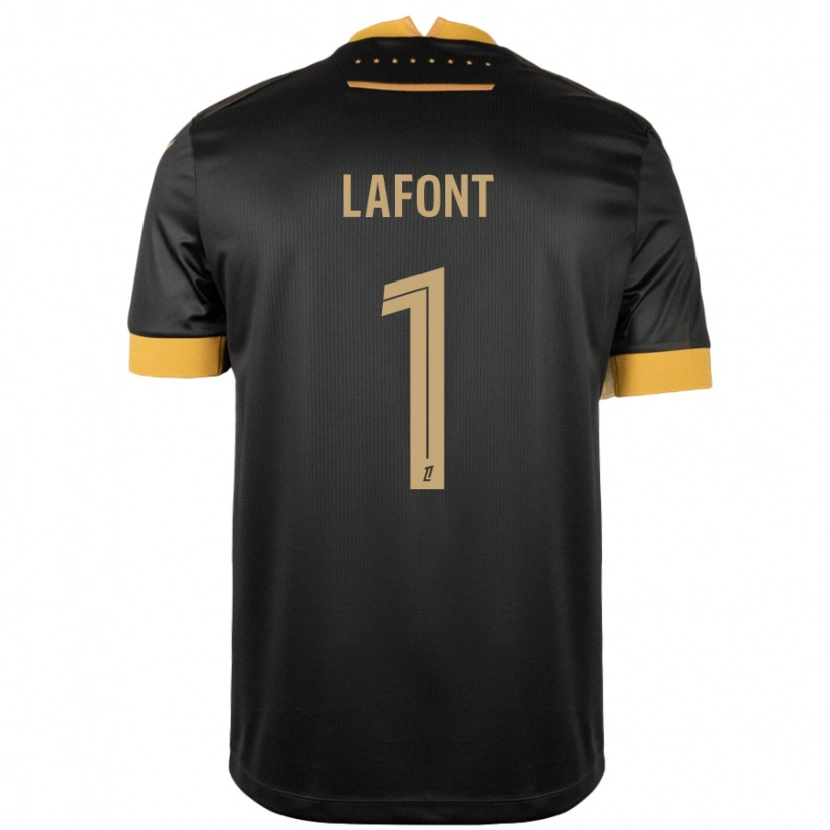 Danxen Niño Camiseta Alban Lafont #1 Negro Marrón 2ª Equipación 2024/25 La Camisa México