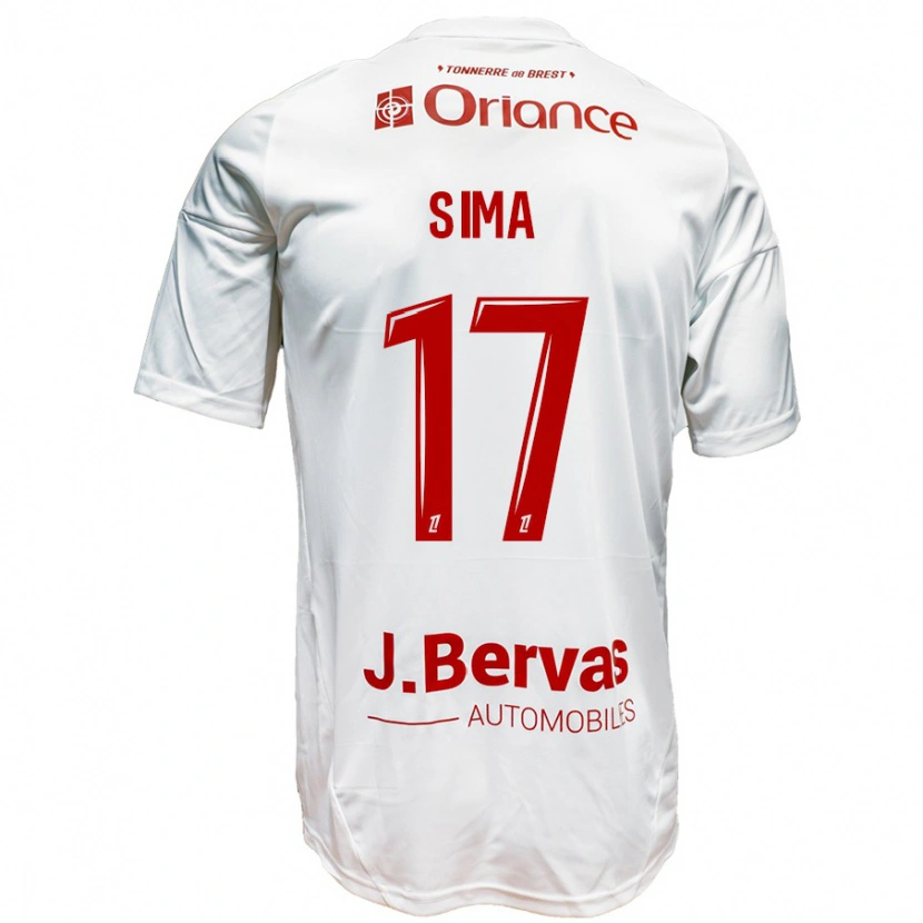Danxen Niño Camiseta Abdallah Sima #17 Blanco Rojo 2ª Equipación 2024/25 La Camisa México