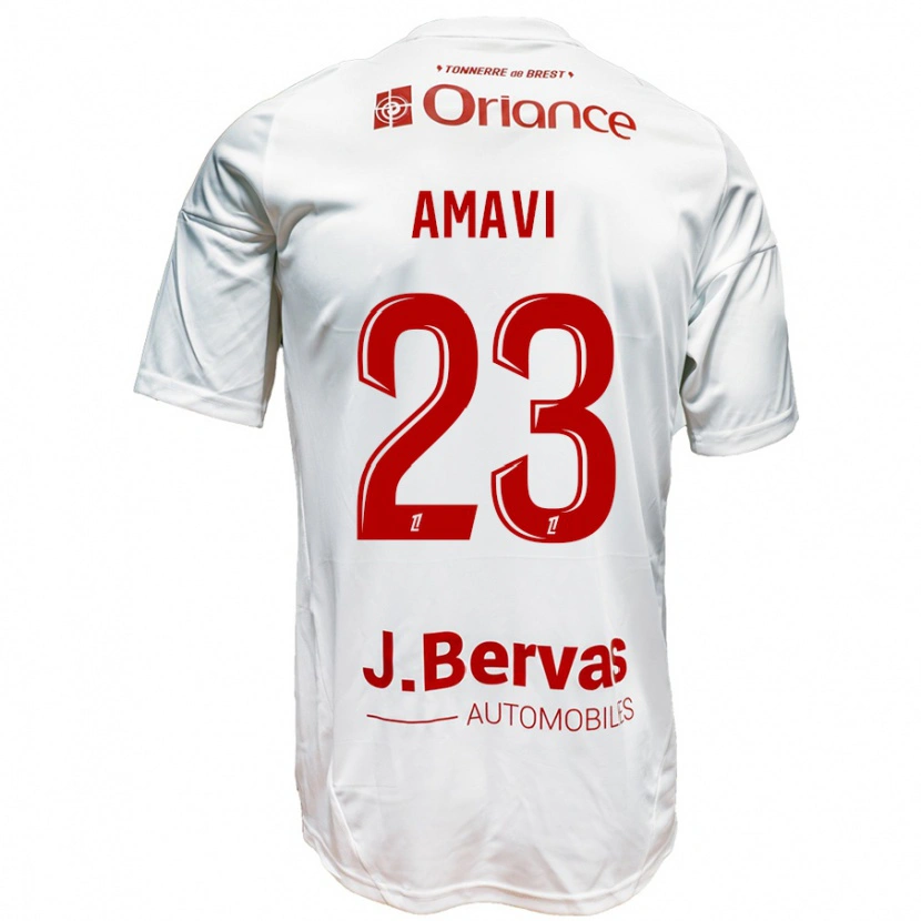 Danxen Niño Camiseta Jordan Amavi #23 Blanco Rojo 2ª Equipación 2024/25 La Camisa México