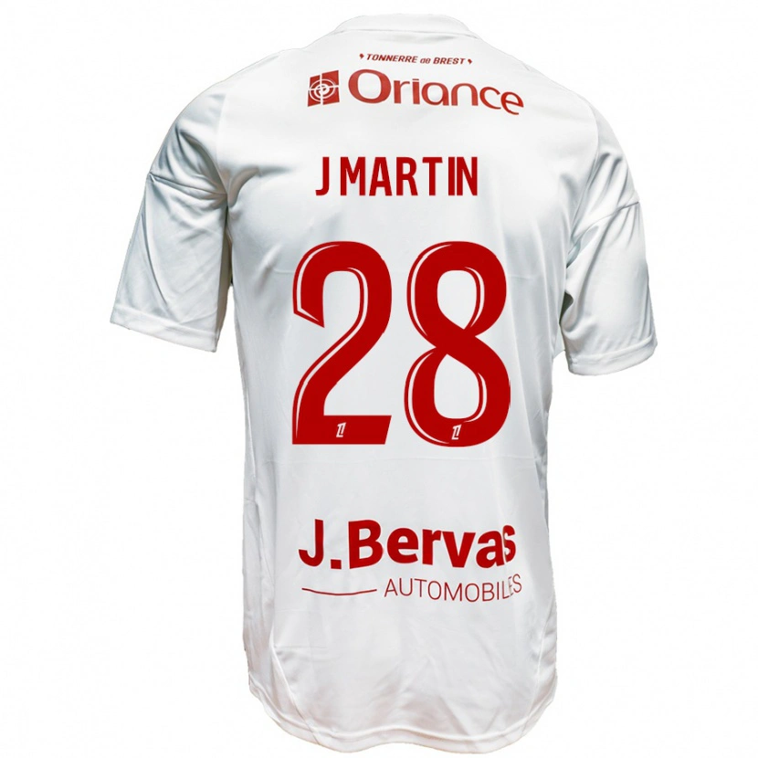 Danxen Niño Camiseta Jonas Martin #28 Blanco Rojo 2ª Equipación 2024/25 La Camisa México