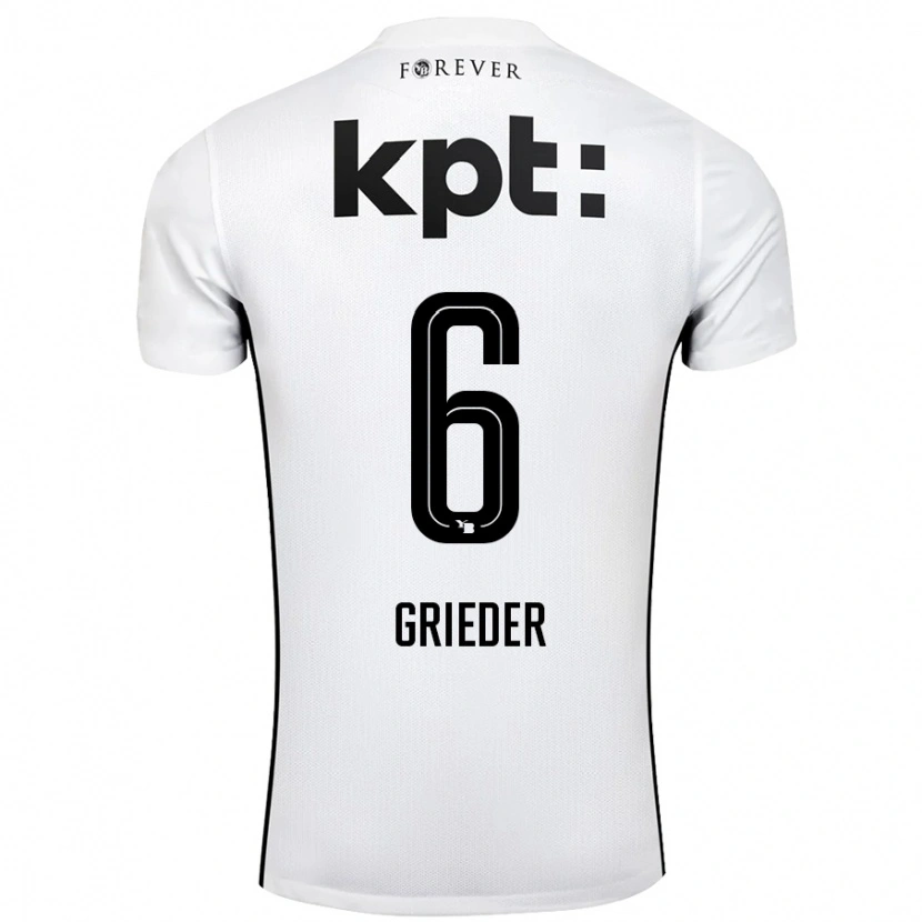 Danxen Niño Camiseta Lionel Grieder #6 Blanco Negro 2ª Equipación 2024/25 La Camisa México