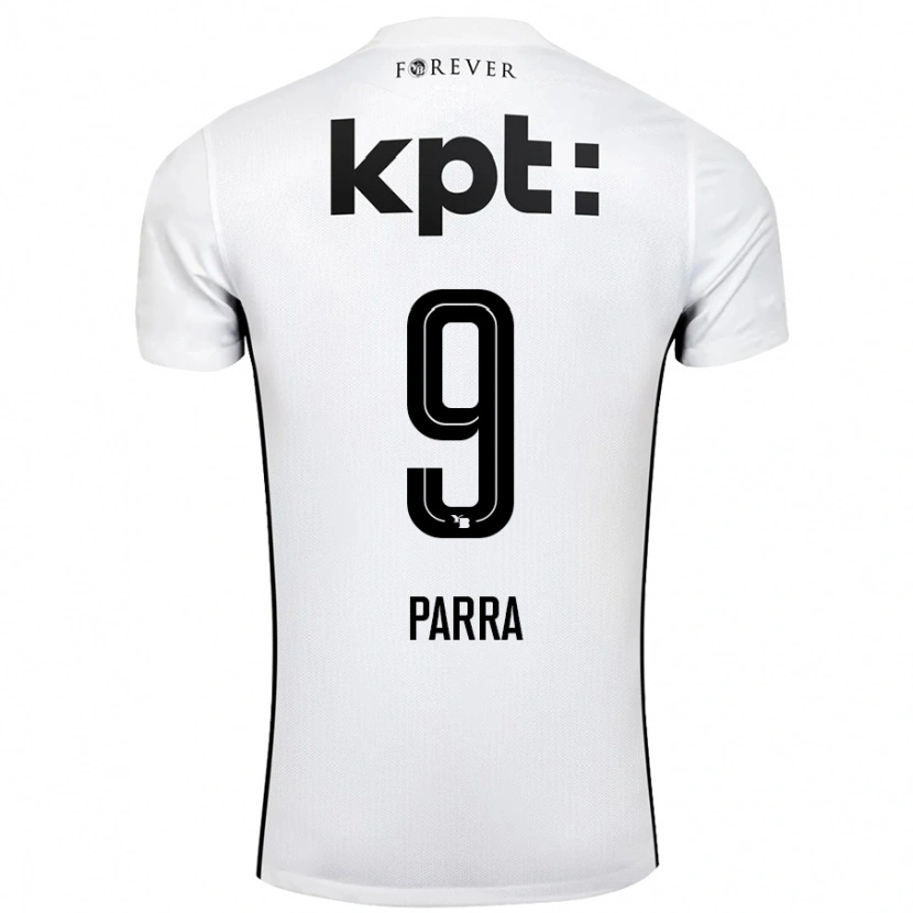 Danxen Niño Camiseta Hugo Parra #9 Blanco Negro 2ª Equipación 2024/25 La Camisa México
