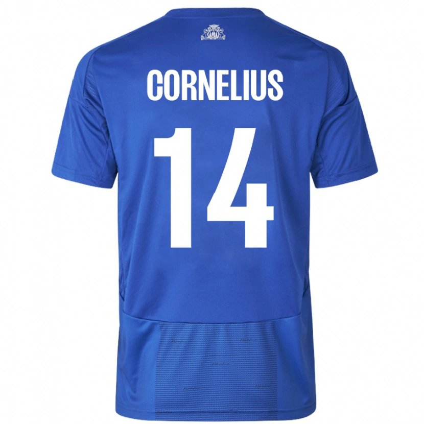 Danxen Niño Camiseta Andreas Cornelius #14 Blanco Azul 2ª Equipación 2024/25 La Camisa México