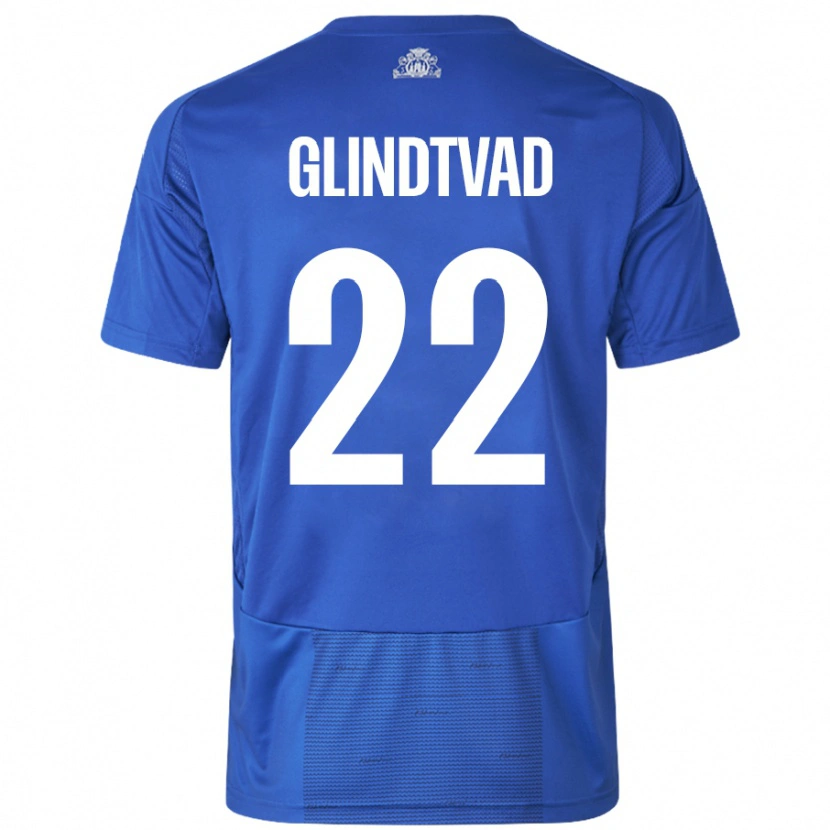Danxen Niño Camiseta William Glindtvad #22 Blanco Azul 2ª Equipación 2024/25 La Camisa México