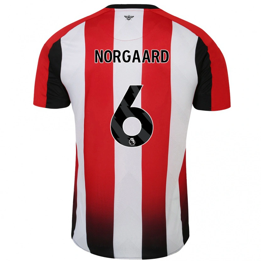 Danxen Hombre Camiseta Christian Nørgaard #6 Rojo Blanco 1ª Equipación 2024/25 La Camisa México