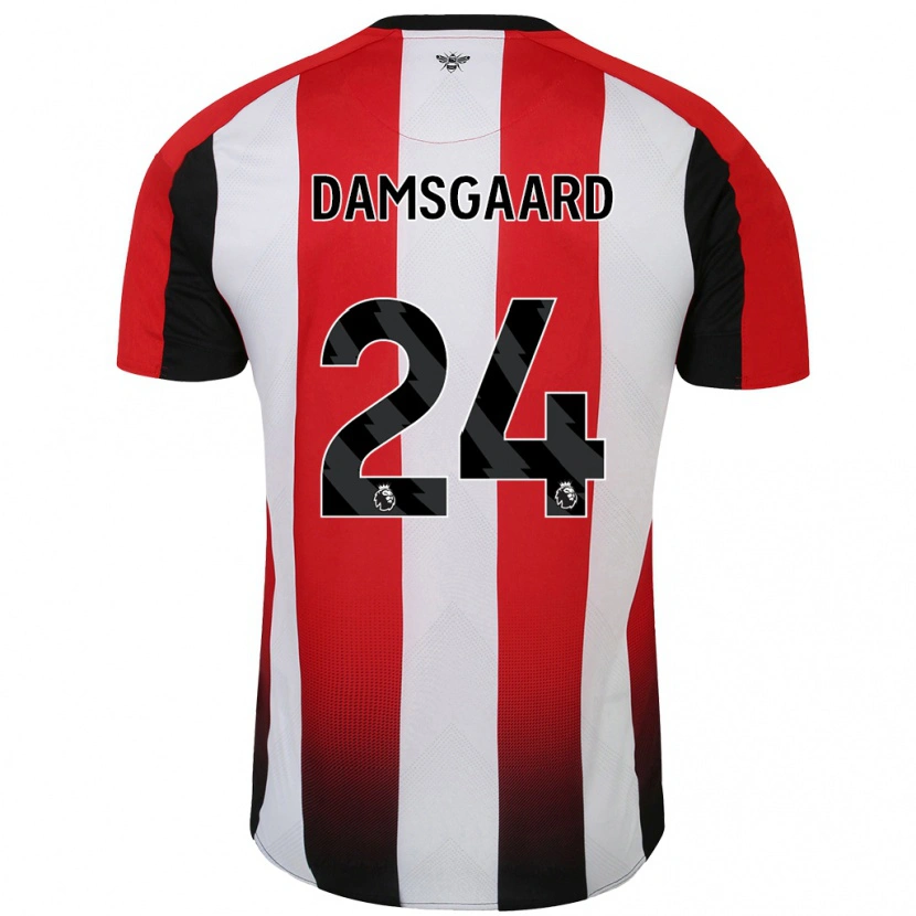 Danxen Hombre Camiseta Mikkel Damsgaard #24 Rojo Blanco 1ª Equipación 2024/25 La Camisa México