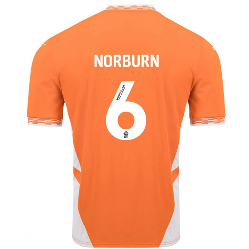 Danxen Hombre Camiseta Oliver Norburn #6 Naranja Blanco 1ª Equipación 2024/25 La Camisa México
