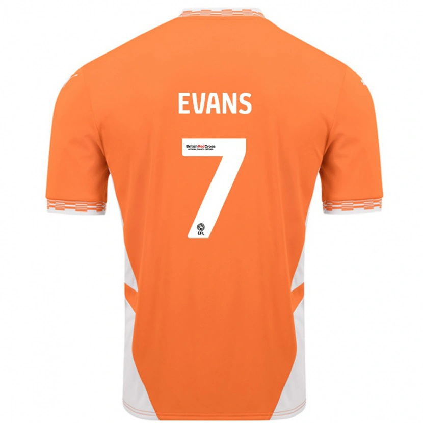 Danxen Hombre Camiseta Lee Evans #7 Naranja Blanco 1ª Equipación 2024/25 La Camisa México