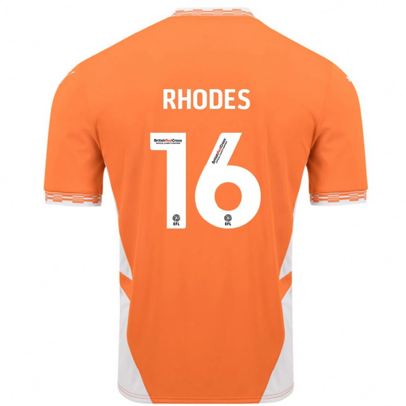 Danxen Hombre Camiseta Jordan Rhodes #16 Naranja Blanco 1ª Equipación 2024/25 La Camisa México