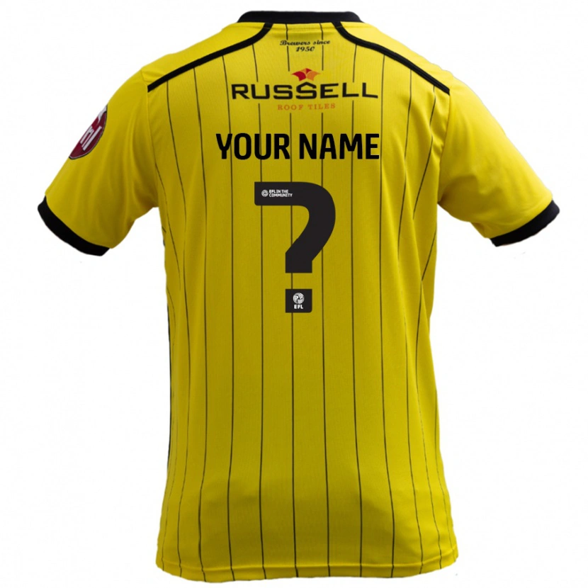 Danxen Hombre Camiseta Su Nombre #0 Amarillo 1ª Equipación 2024/25 La Camisa México